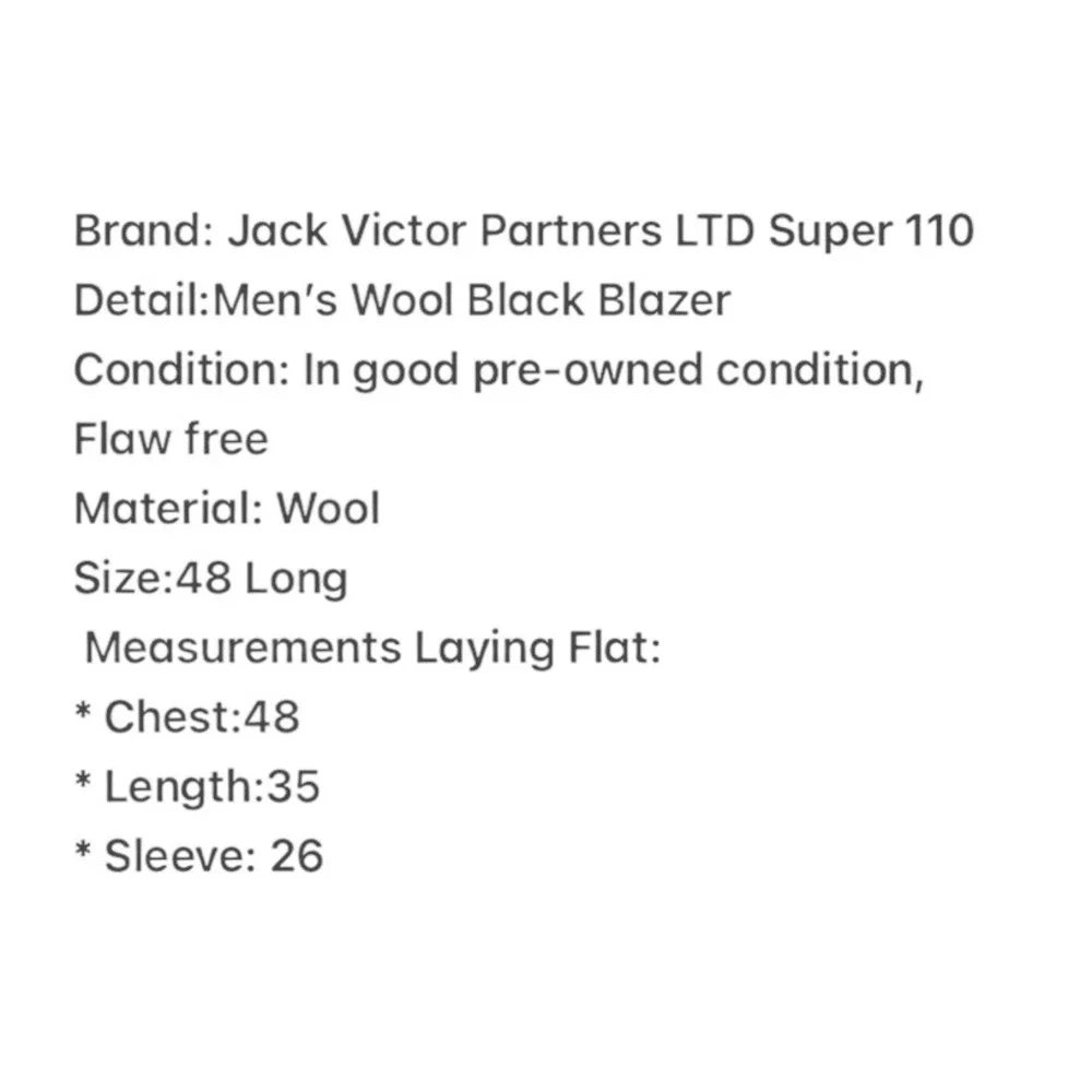 Jack Victor Super 110s Wool Blazer 48L Men's Suit Jacket Brown Two Button
